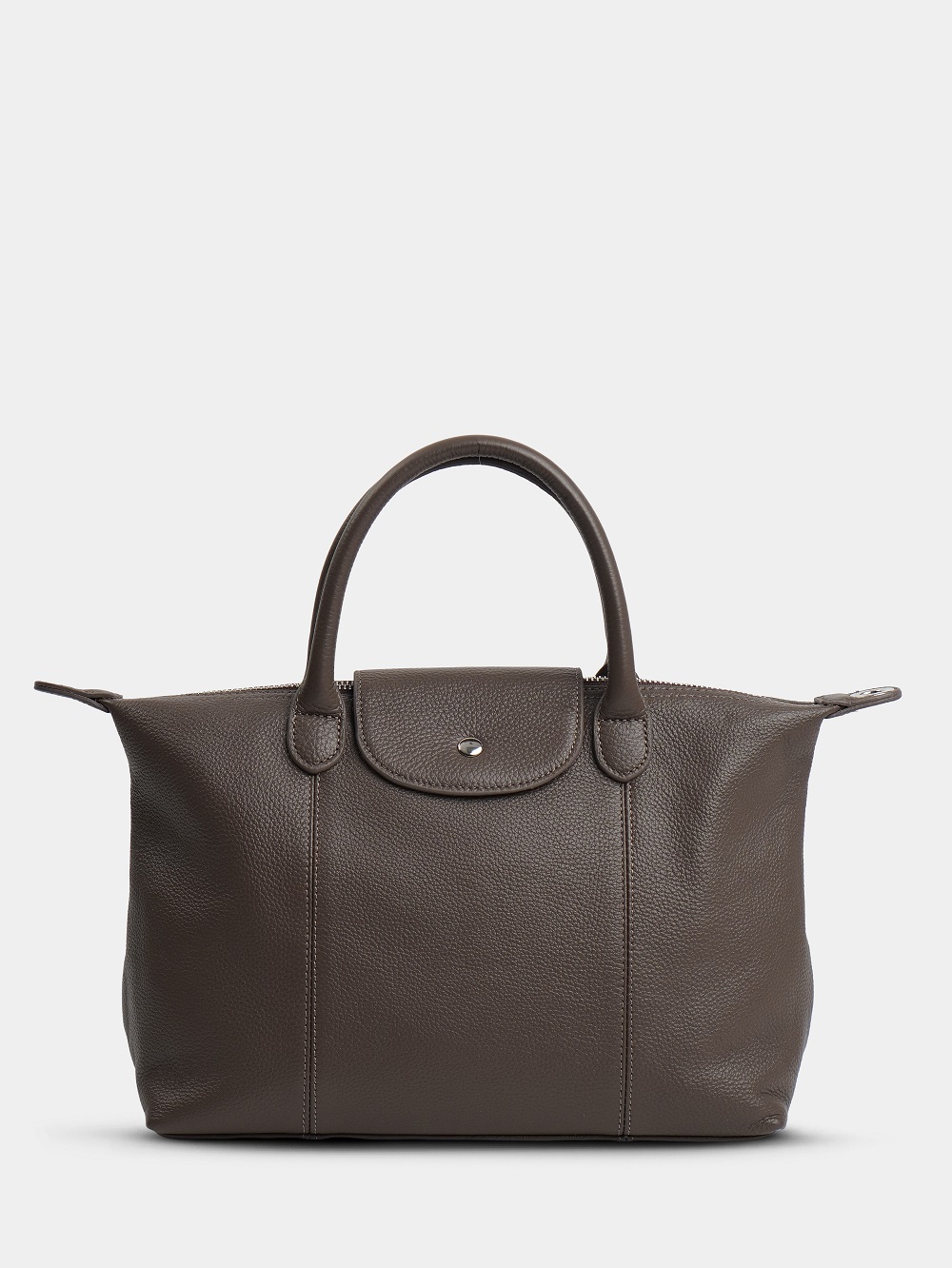 454-24 2406 Сумка тоут женская натуральная кожа Ludor серо-бежевый