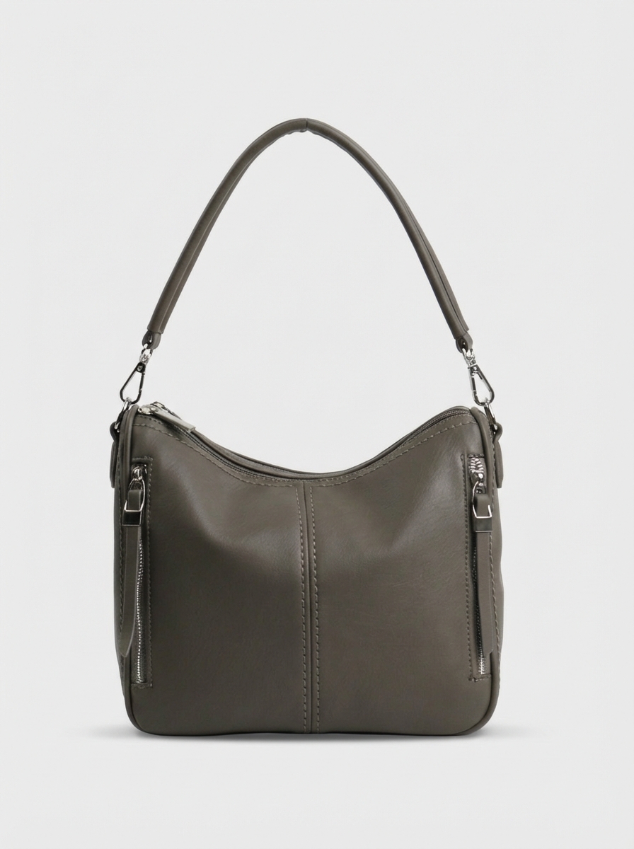 455-86 550177 Сумка хобо женская экокожа Ludor серый