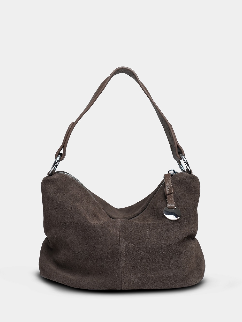 450-31 6662 Сумка хобо женская натуральная замша Ludor серый фото 450-31 6662 Сумка хобо женская натуральная замша Ludor серый