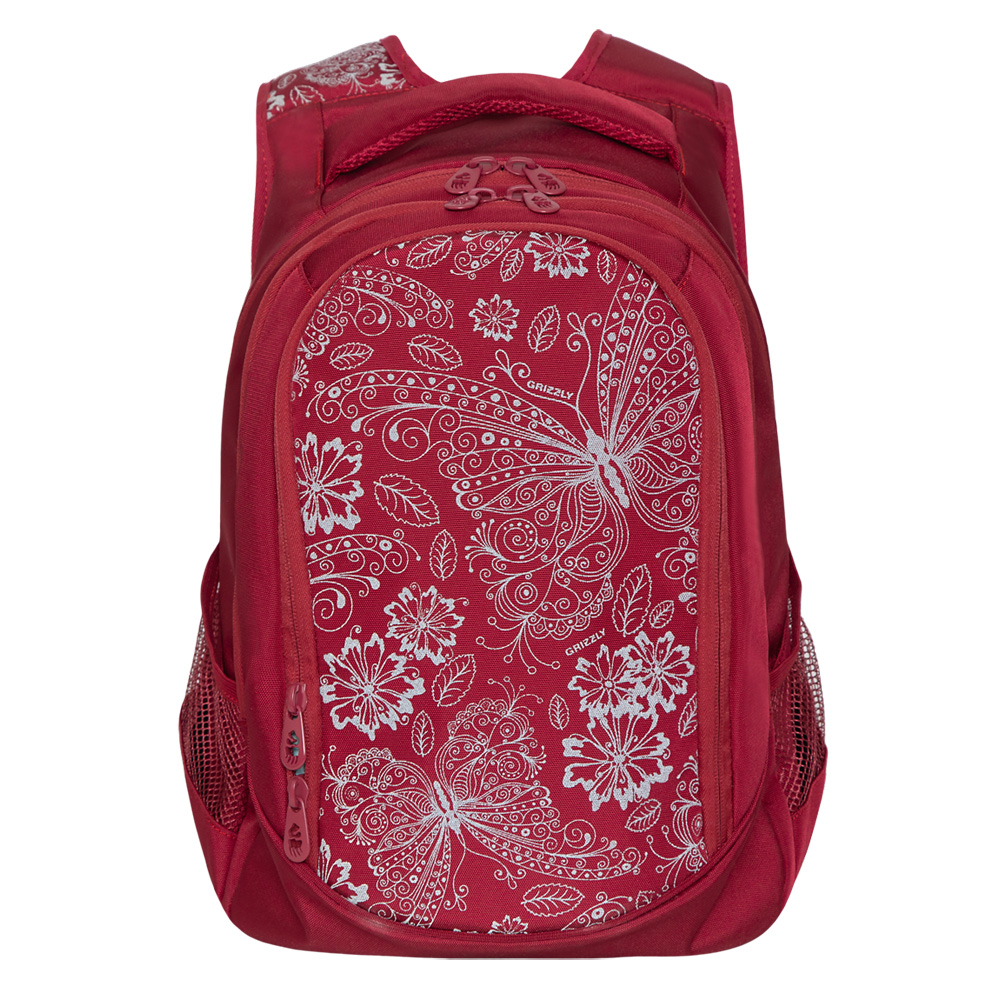 фото 386-02 RD-141-1 Рюкзак для девочки Grizzly красный