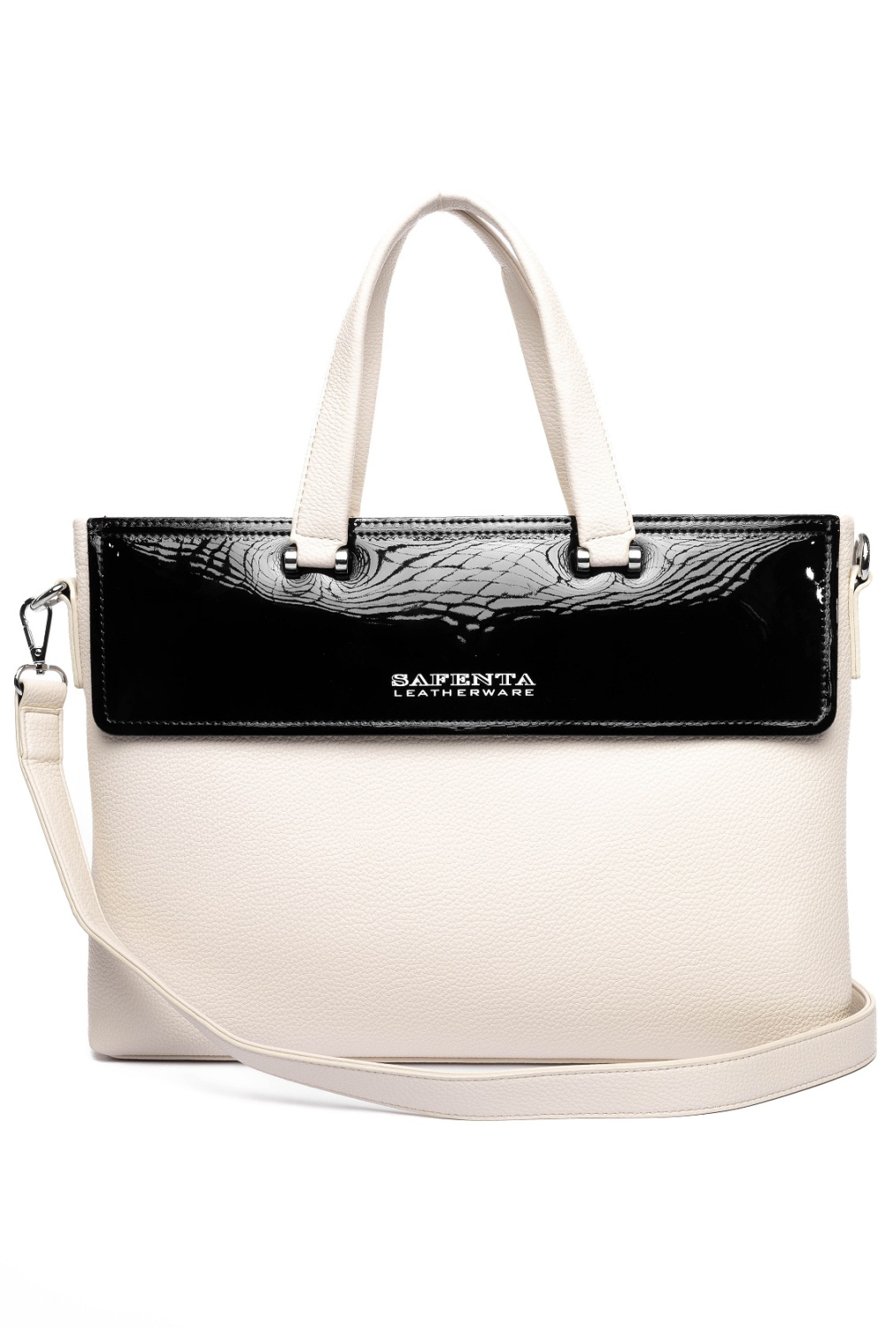 443-91 5259 Сумка тоут женская экокожа Safenta черно-бежевый