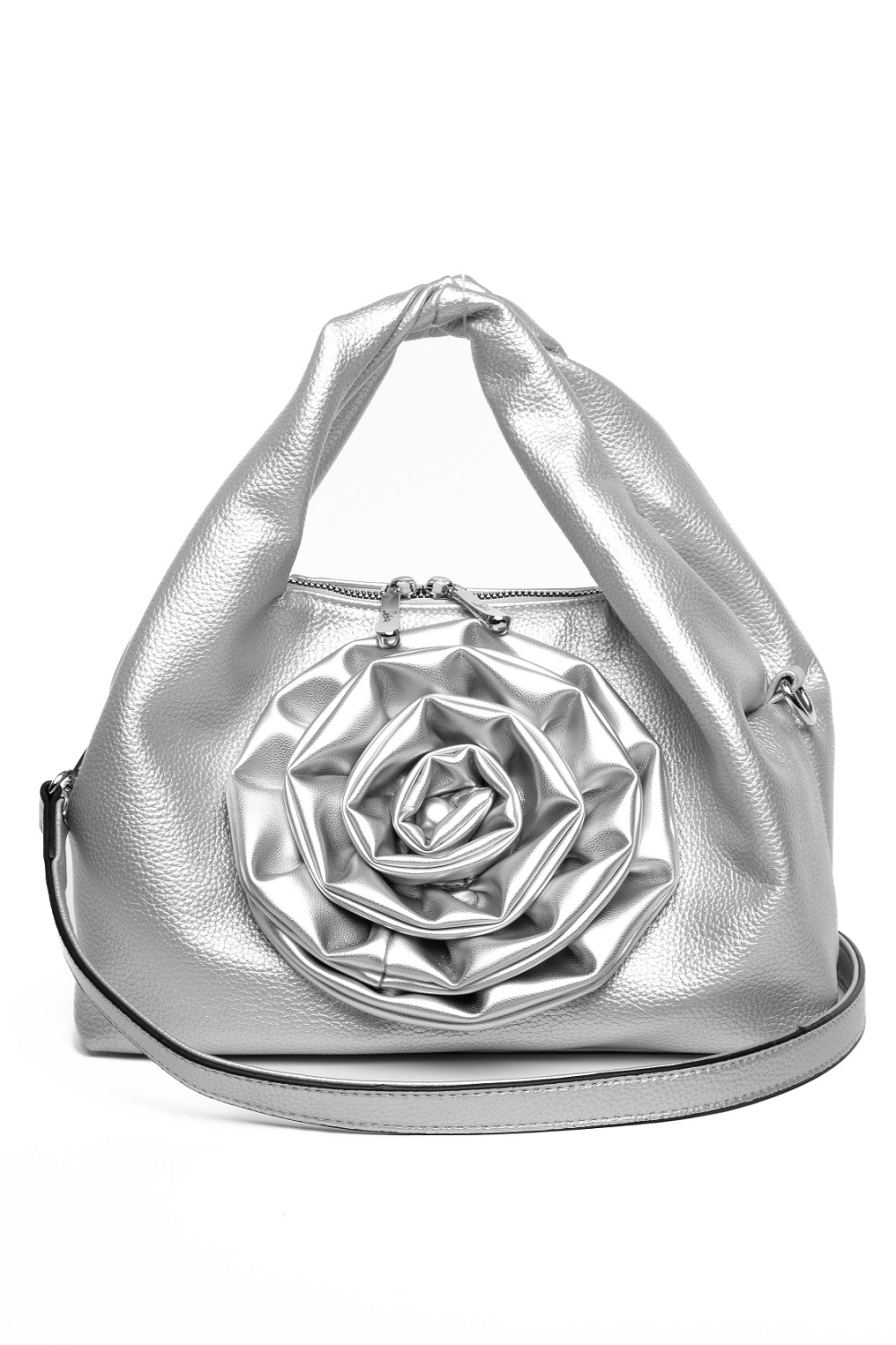 443-82 5151-2 Сумка хобо женская экокожа Safenta серебристый