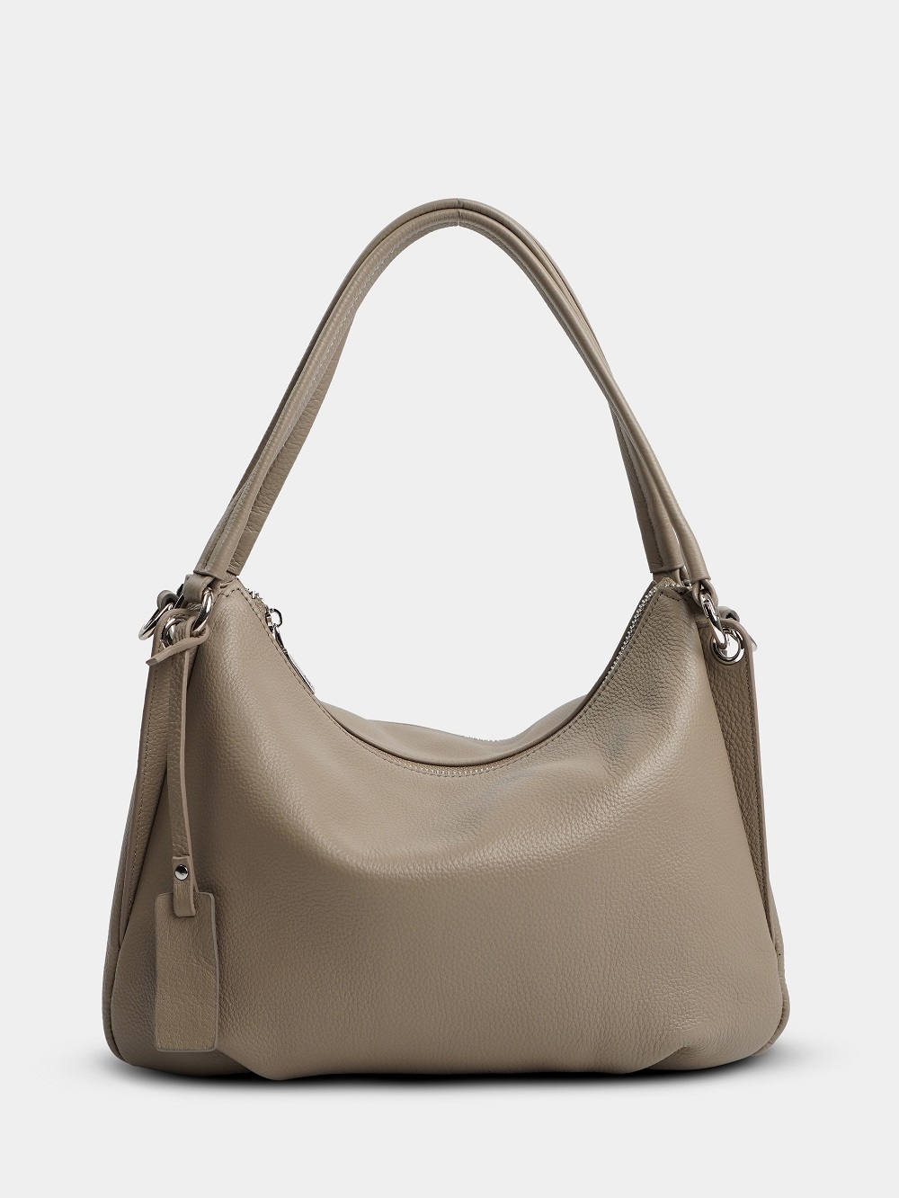 454-10 2019 Сумка хобо женская натуральная кожа Ludor серо-бежевый