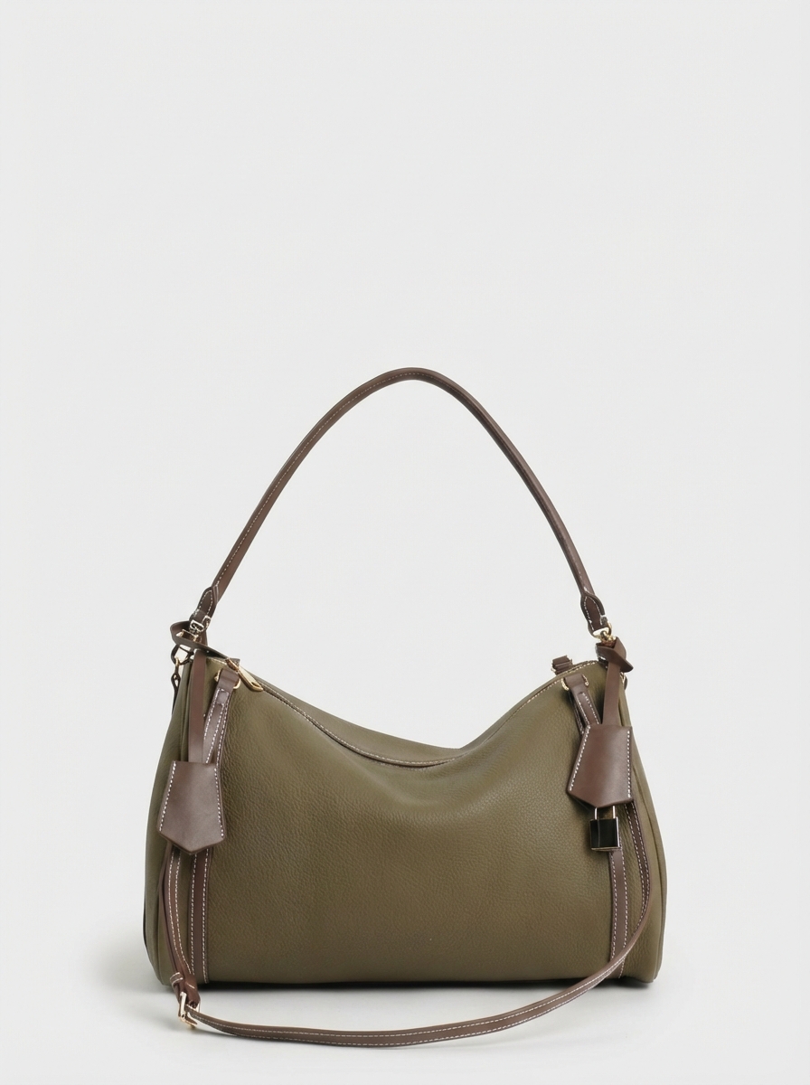 456-63 6189 Сумка доум женская натуральная кожа Ludor серо-бежевый