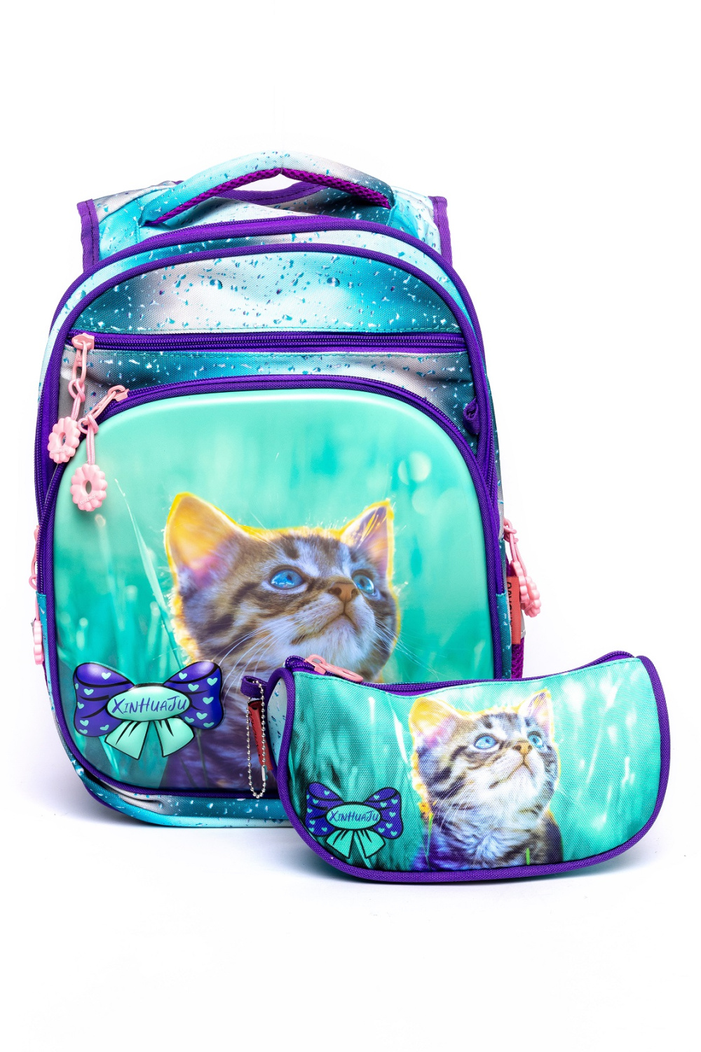 фото 431-55 С1611 котенок Ранец для девочки De-Gosa (bf) розовый