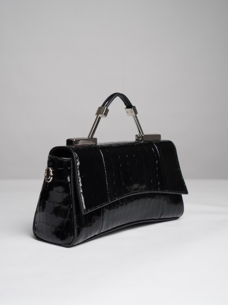 443-69 2180 Сумка стракчэд женская натуральная кожа Ludor черный