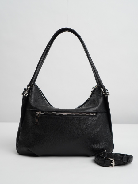 454-01 2019 Сумка хобо женская натуральная кожа Ludor черный