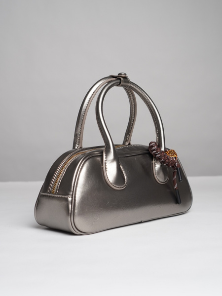 440-91 68001 Сумка доум женская экокожа Ludor темно-серебристый