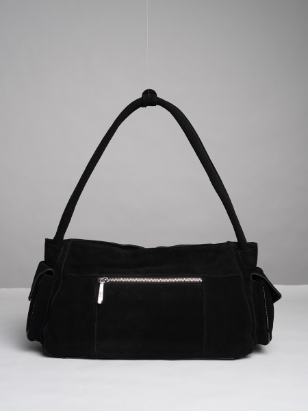 452-56 91181 Сумка доум женская натуральная замша Safenta черный