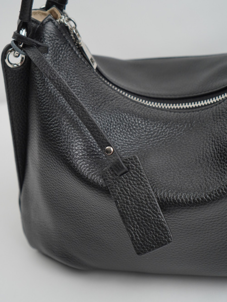 454-01 2019 Сумка хобо женская натуральная кожа Ludor черный