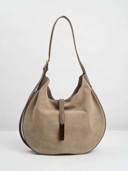 419-15 9957 Сумка хобо женская натуральная замша Ludor бежевый