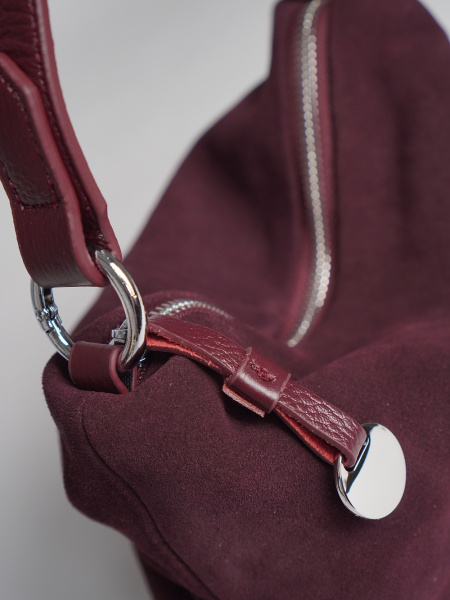 452-63 6662 Сумка хобо женская натуральная замша Ludor бордовый