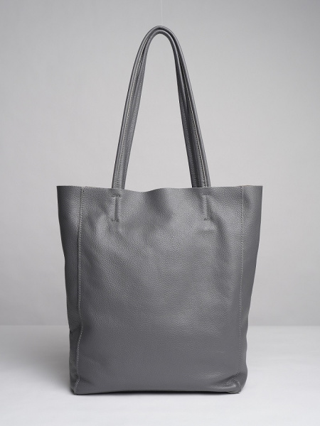 фото 440-55 815 Сумка шоппер женская натуральная кожа Ludor серый