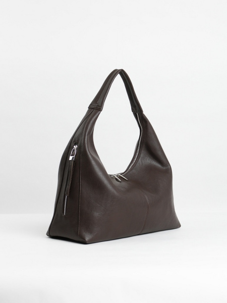 456-02 550282 Сумка хобо женская экокожа Ludor темно-коричневый