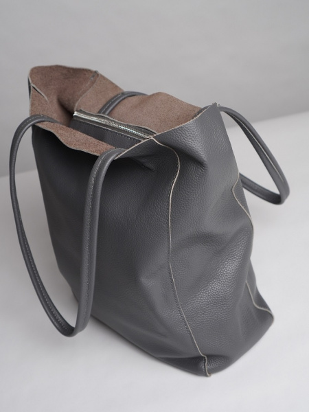 фото 440-55 815 Сумка шоппер женская натуральная кожа Ludor серый