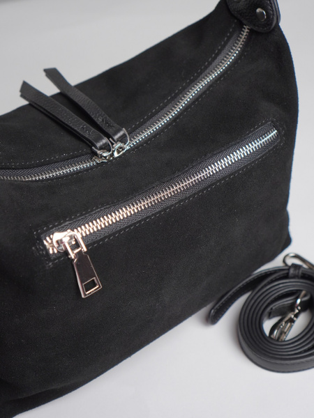 453-40 8517 Сумка хобо женская натуральная замша Ludor черный