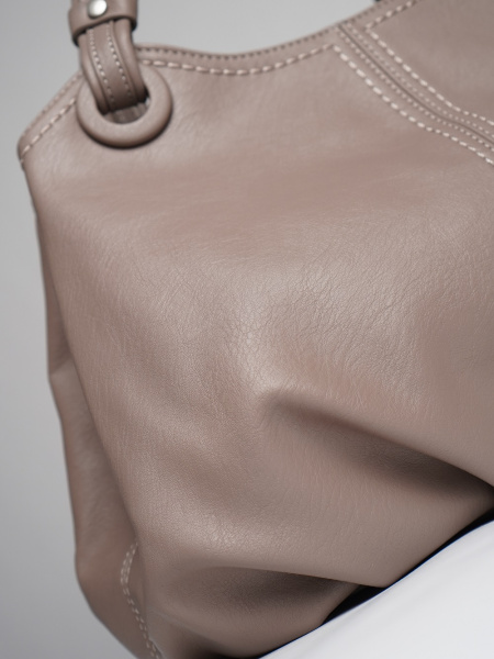 456-27 550230 Сумка доум женская экокожа Ludor серо-бежевый