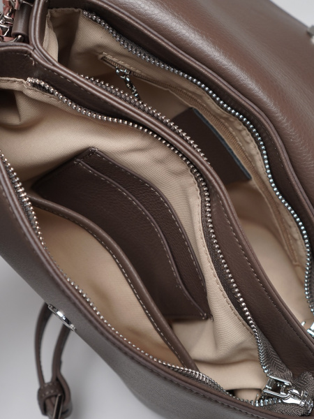 фото 453-37 6016-1 Сумка кросс-боди женская натуральная кожа Ludor серый-бежевый