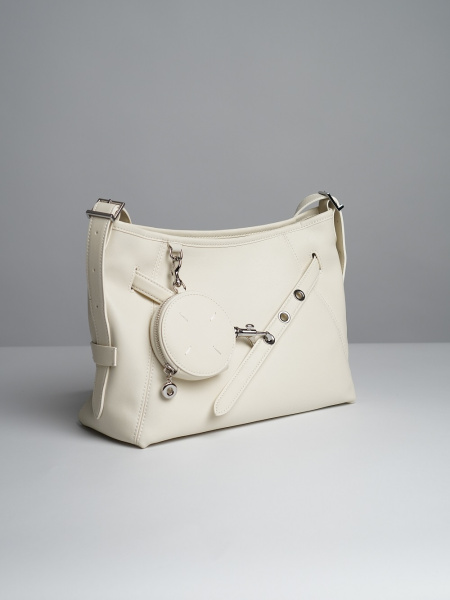 447-14 68898 Сумка хобо женская натуральная кожа Ludor молочный