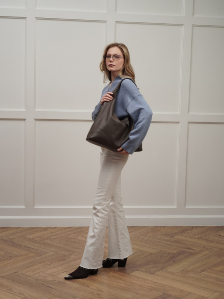 451-82 8512 Сумка хобо женская натуральная кожа Ludor бежевый