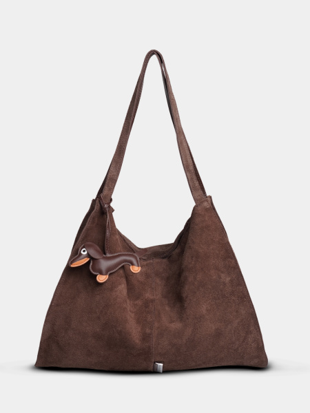 452-51 91195 Сумка хобо женская натуральная замша Safenta темно-коричневый