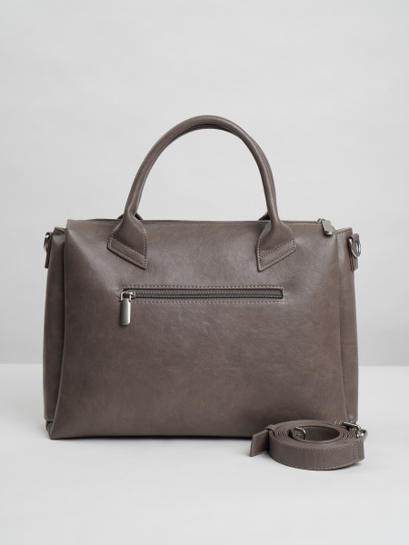 455-33 550258 Сумка тоут женская экокожа Ludor серый-бежевый