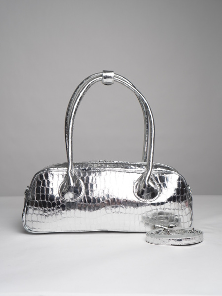 443-59 23039 Сумка доум женская натуральная кожа Ludor серебристый