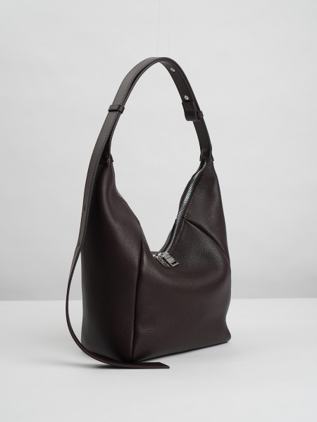 455-63 7728 Сумка хобо женская натуральная кожа Ludor темно-коричневый