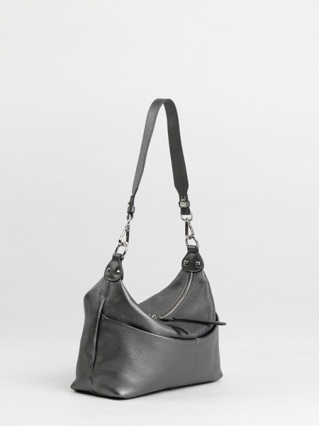 456-50 8517 Сумка хобо женская натуральная кожа Ludor серый