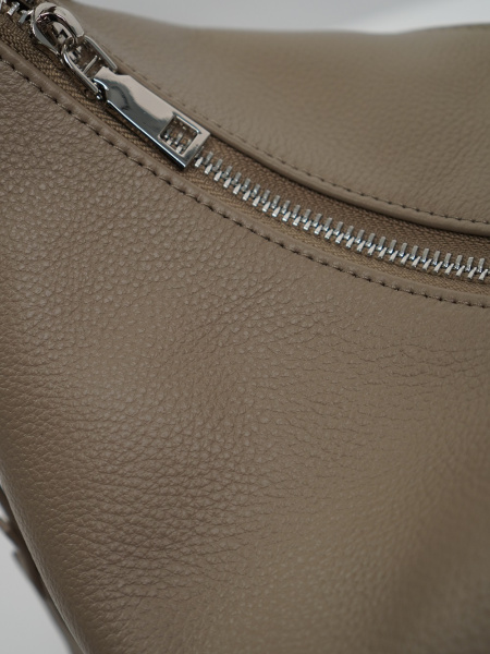 454-10 2019 Сумка хобо женская натуральная кожа Ludor серо-бежевый