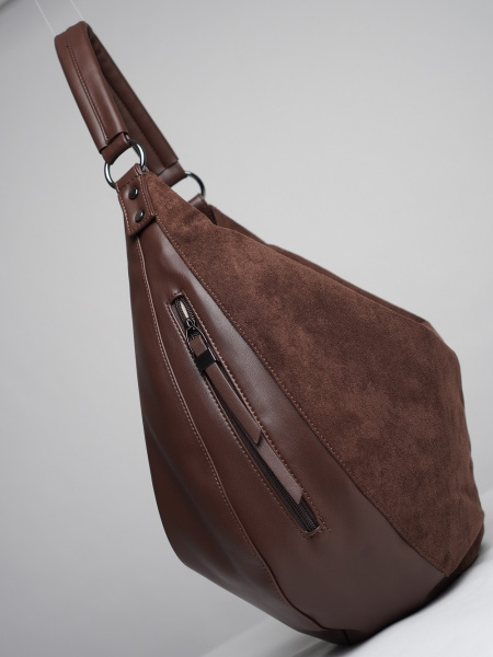 451-42 550237 Сумка хобо женская эко замша Ludor темно-коричневый