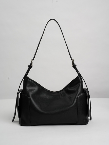 454-83 HR7271 Сумка хобо женская натуральная кожа Ludor черный
