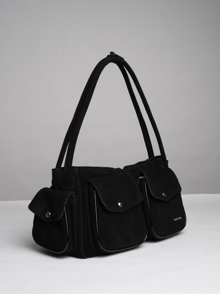 452-56 91181 Сумка доум женская натуральная замша Safenta черный