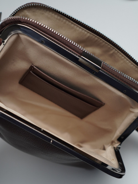 455-47 550227 Сумка фрейм женская экокожа Ludor темно-коричневый