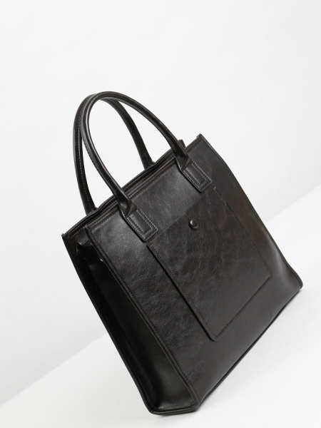 456-10 550273 Сумка тоут женская экокожа Ludor темно-коричневый