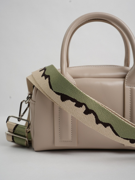 фото 456-38 ремень текст Ремень для сумки Ludor зеленый-бежевый