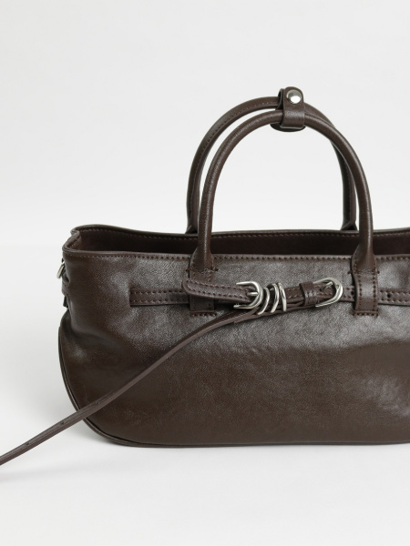 456-72 325 Сумка тоут женская натуральная кожа Ludor темно-коричневый