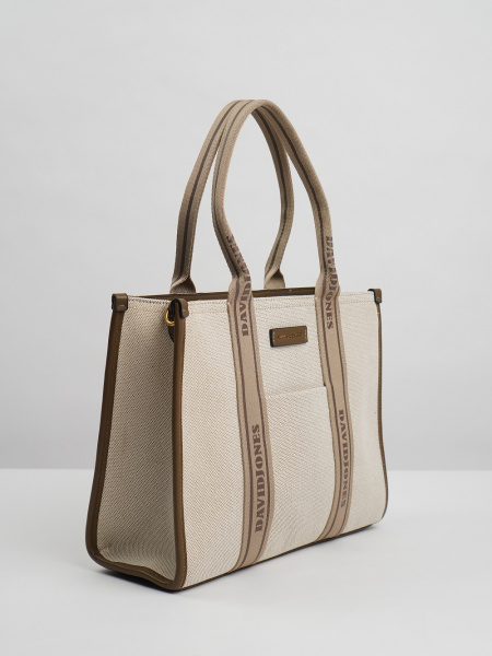 445-44 СМ7460 Сумка тоут женская текстиль David Jones молочно-коричневый