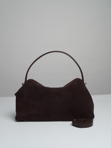 450-61 F9889А Сумка стракчэд женская замша Ludor темно-коричневый