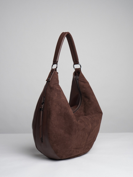 451-42 550237 Сумка хобо женская эко замша Ludor темно-коричневый