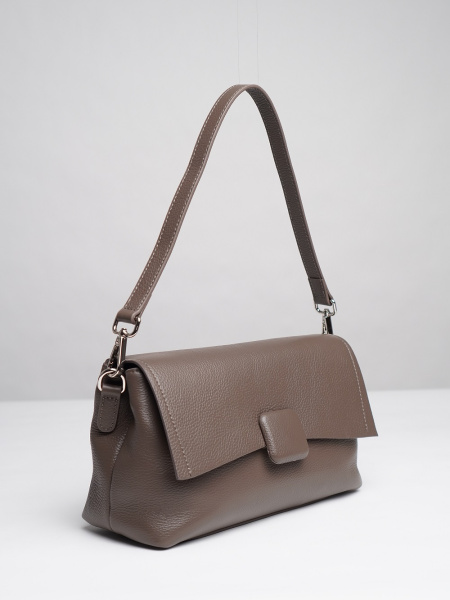 фото 453-37 6016-1 Сумка кросс-боди женская натуральная кожа Ludor серый-бежевый