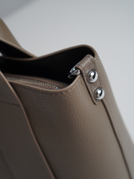 452-68 9906 Сумка тоут женская натуральная кожа Ludor серо-бежевый