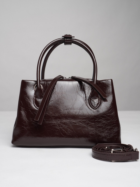 453-12 7715 Сумка тоут женская натуральная кожа Ludor темно-коричневый