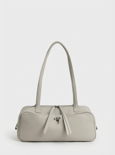 456-69 3679 Сумка доум женская натуральная кожа Ludor светло-серый