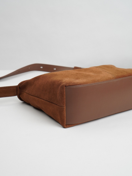 454-04 BD7269 Сумка тоут женская натуральная замша Ludor кирпичный