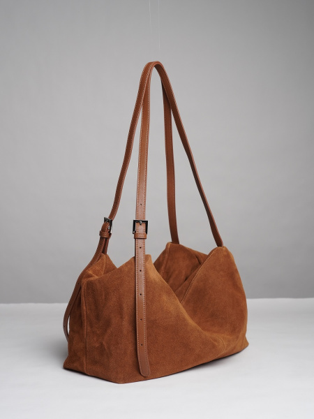 453-93 BD5847 Сумка хобо женская натуральная замша Ludor кирпичный