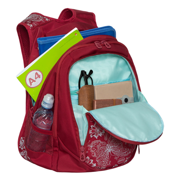 фото 386-02 RD-141-1 Рюкзак для девочки Grizzly красный