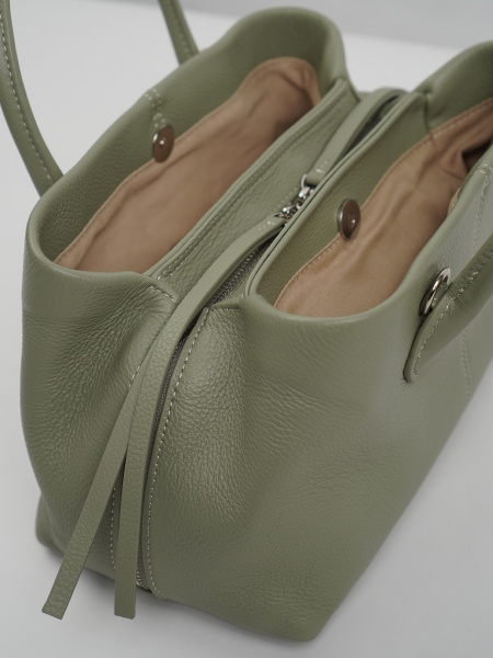 455-61 3669 Сумка тоут женская натуральная кожа Ludor светло-зеленый