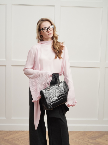 429-81 7238 Сумка тоут женская натуральная кожа Ludor черный