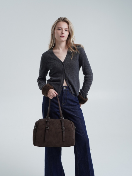 451-35 550229 Сумка доум женская эко нубук Ludor коричневый